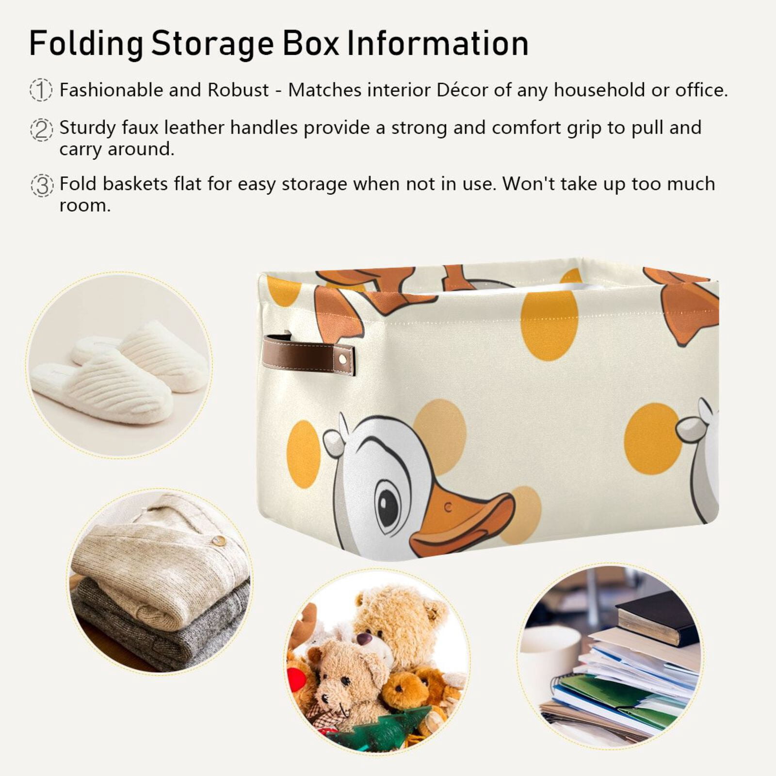 Cartoon Ducks Storage Bins Baskets With Handles Storage Box Clothes Organizer Organization Toys