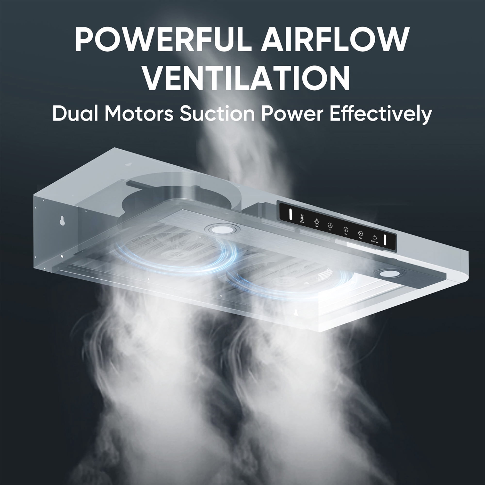 VIKIO 30 inch Under Cabinet Range Hood 900CFM, Ducted 3 Speed Exhaust Fan, Touch Panel, Stainless Steel