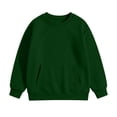 thumbnail image 5 of LOINRODI Girls Solid Crew Neck Sweatshirt Soft Long Sleeve Loose Pocket Fall Casual Kids Pullover Army Green 5T, 5 of 6