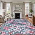 thumbnail image 4 of 6x9 Washable Area Rug, Pink and Non-Slip Large Rectangle Rug for Living Room Dining Room, Grey Marble Abstract Geometric Contemporary Art Indoor Floor Mat for Home Decor, 4 of 9