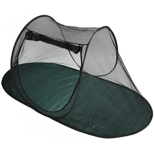 Pet Camping Tent Outdoor Playpens Cage Portable Breathable Pig Dogs Playpens HouseXBD176 Oval Tent with Black Net on Green Background 189x90x78cm