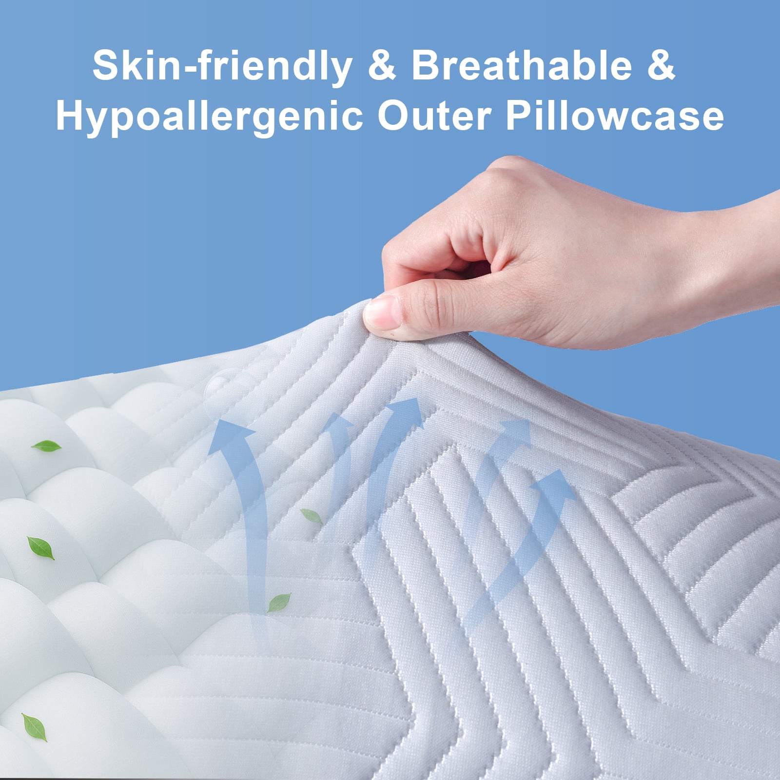 Soft Bed Pillow, Shredded Memory Foam Pillow, Comfortable Sleeping Pillow, Standard Size, Affordable Everyday Use