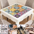 thumbnail image 6 of Extra Large Boho Design Mahjong Mat 31.5 Inch Square Rubber Table Cover Features Non-Skid Bottom for Stability and Noise Reduction for Tiles and Cards, 6 of 7