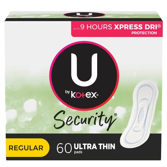 U by Kotex Security Ultra Thin Feminine Pads, Regular, 60 Count