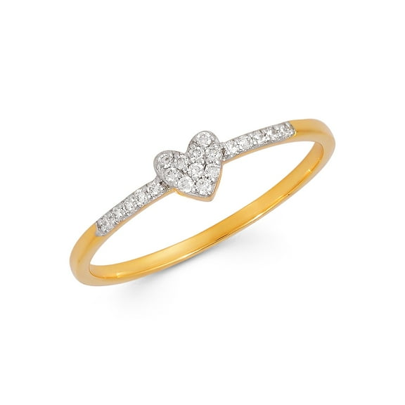 Romantic 14K Gold Plated Diamond Heart Ring in 925 Sterling Silver