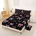 thumbnail image 2 of Manfei Pink Bow Bed Sheets For Girls,Dreamy Princess Style King Sheets For Kids,4pcs, 2 of 6