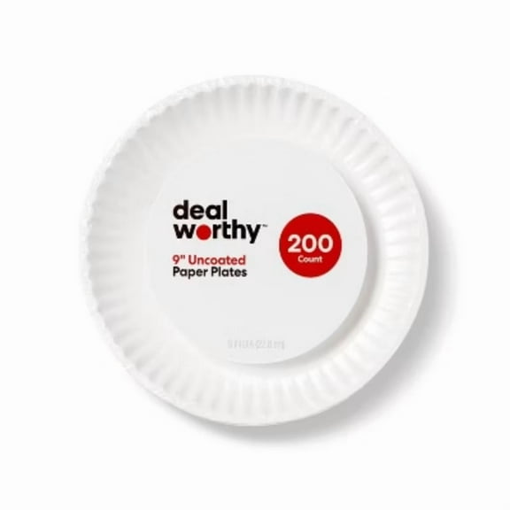 Uncoated Disposable Paper Plates 9" - 200ct