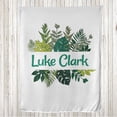 thumbnail image 1 of Botanical Throw Blanket, Bohemian Forest Leaves Woodland Themed Digital Watercolor Painting, Flannel Fleece Accent with Custom Name Photo Backdrop, 60" x 50", Sage Green Emerald Teal, by Ambesonne, 1 of 4