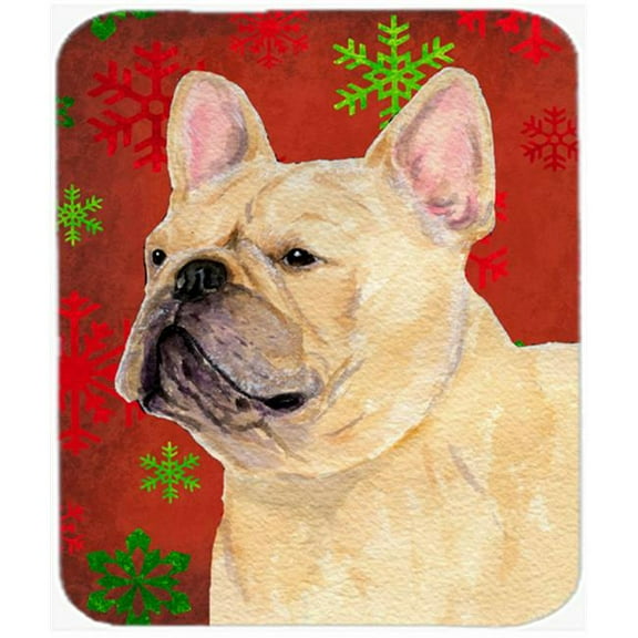 Carolines Treasures  French Bulldog Red and Green Snowflakes Christmas Mouse Pad