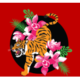 thumbnail image 2 of Natural World Tiger & Flowers Red Men's Crew Neck Short Sleeve Tee-Medium, 2 of 2