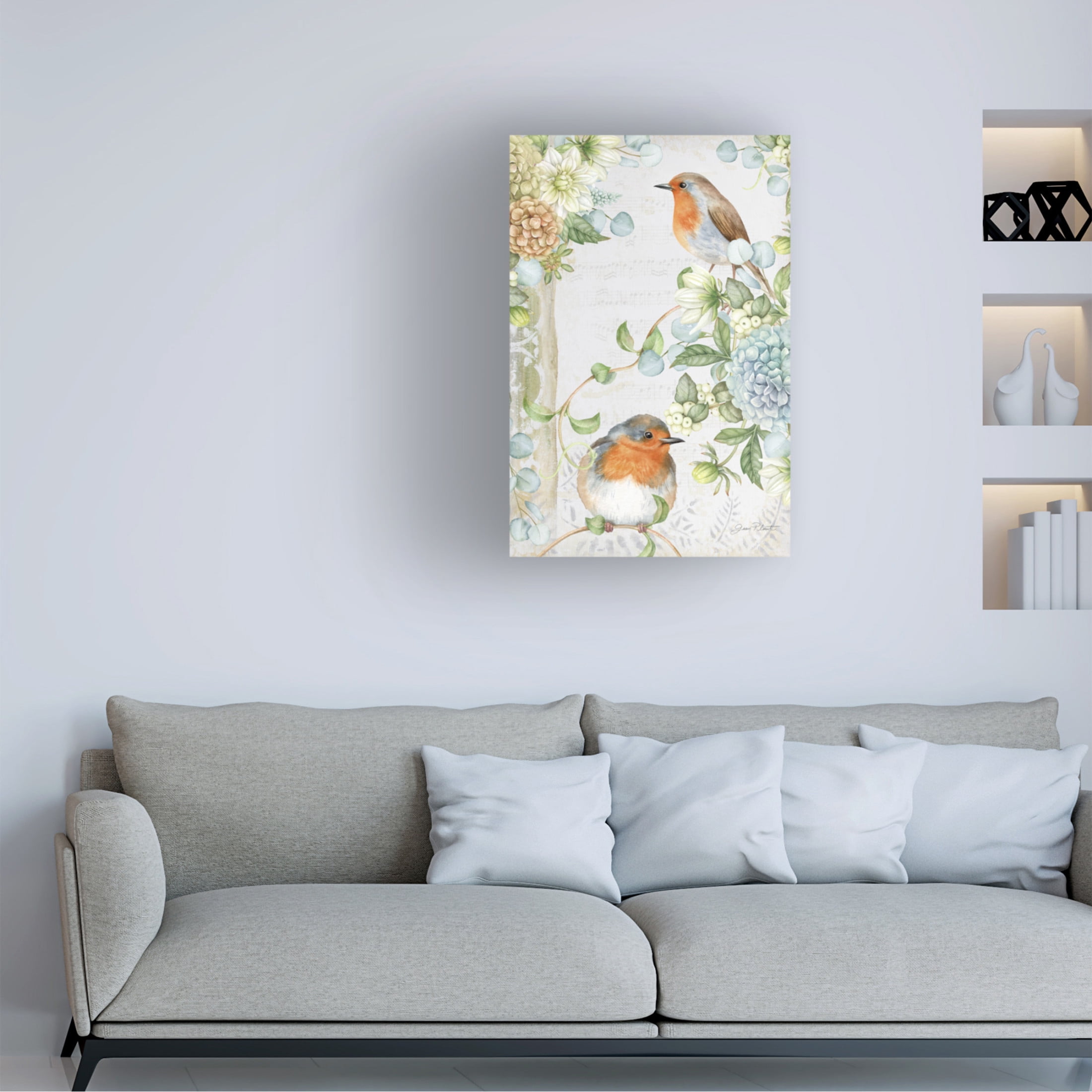 Canvas Wall Art - Jean Plout 'Songbirds C' Wall Art for Living Room, Bedroom, or Office Décor by Trademark Fine Art - 22 x 32 Inches