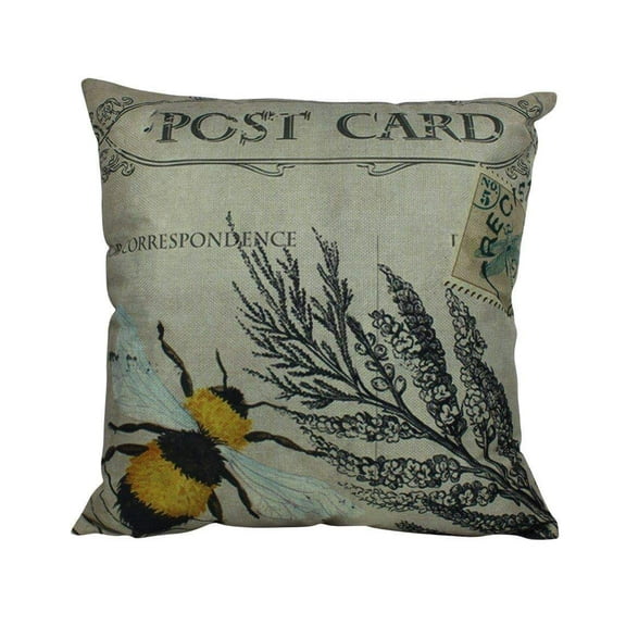 Postcard | Bee | Honey Bee | Pillow Cover | Farmhouse Decor | Room Décor | Insect Pillow | Vintage Decor | Throw Pillows | Gift for her