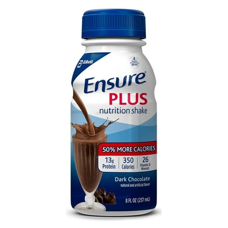 Ensure Plus Nutrition Shakes, Dark Chocolate, 8 oz Bottles - Pack of 6