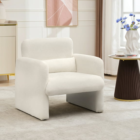 Huloretions Accent Chair,Chenille Upholstered Comfy Reading Arm Chair,Single Sofa Chair With Arms,Modern Accent Chair With Waist Pillow For Living Room Office Apartment