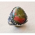 thumbnail image 5 of Unakite Jasper Mens Ring, Natural Unakite Jasper Ring, Oxidized, 925 Silver Ring, Birthday Gift, Heavy Mens Ring, Arabic Design, Ottoman Style Ring, Christmas, Turkey Mens Signet Ring, 5 of 6