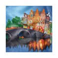 thumbnail image 1 of Amsterdam Decorative Napkins Set of 4, Cartoon Night City View of Canal Bridge and Houses in Holland Travel Landmark, Silky Satin Fabric for Brunch Dinner Party, 18", Multicolor, by Ambesonne, 1 of 2