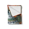 thumbnail image 2 of Waterfall Soft Flannel Fleece Blanket, Waterfalls Like Stairs in Forest Hidden in the Botanic Seasonal Trees, Cozy Plush for Indoor and Outdoor Use, 60" x 80", Orange Red and White, by Ambesonne, 2 of 5