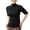 A-Black250, variant on XIAONU Women's Solid Neck Top Slim Fit Elbow Sleeve Pullover Blouse Versatile Casual Office Daily Wear
