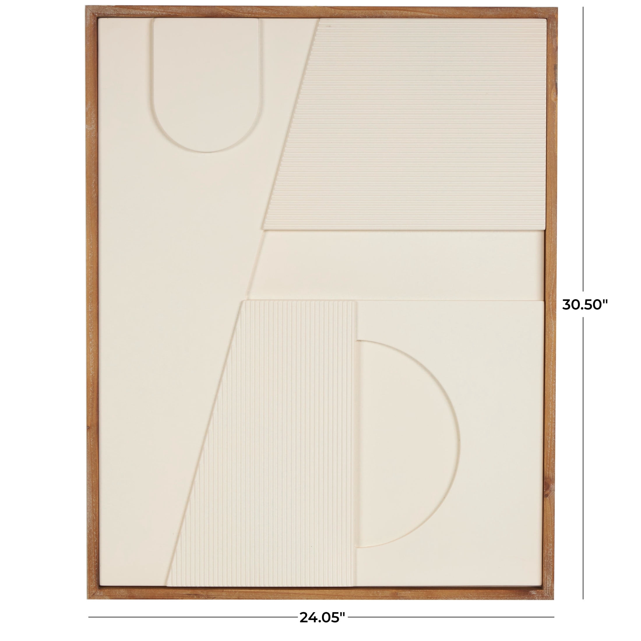 24" x 31" Dimensional Art Deco Arched Geometric Framed Wall Art with Brown Wooden Frame, by DecMode