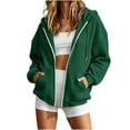 thumbnail image 2 of LEKWK Hoodies for Women Waffle Zip Up Drop Shoulder Oversized Sweatshirt Lightweight Drawstring Track Jacket for Casual Fall Workout, 2 of 5