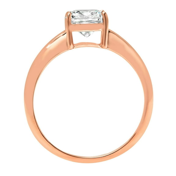 2 ct Cushion Cut Simulated Diamond Solitaire Engagement Ring for Women in 18K Rose Gold