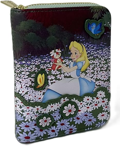 Loungefly Disney Alice in Wonderland Zip Around Wallet – Floral Garden Faux Leather Wallet