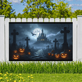 thumbnail image 4 of Gothic Design Halloween Banner with Scary Pumpkins Spooky Castle Backdrop Dark Atmosphere for Halloween Party Decoration, 4 of 5