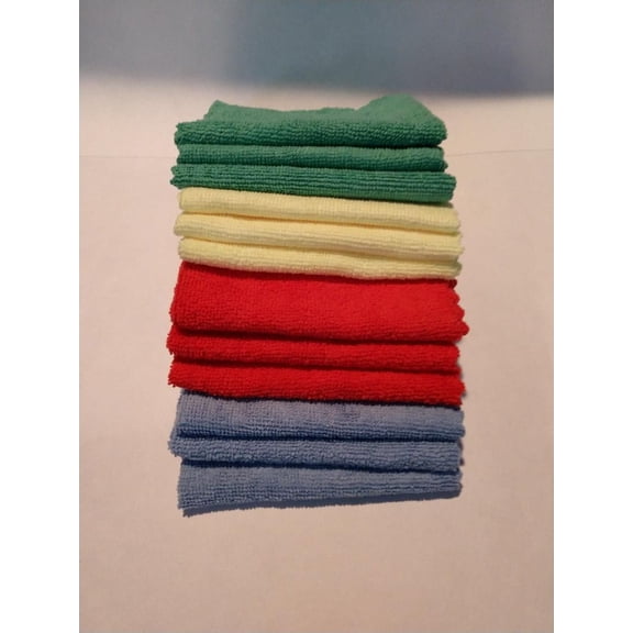 Streak Free Factory Right Rags 3 Blue - 3 Red - 3 Yellow - 3 Green - ( 12 Pack)