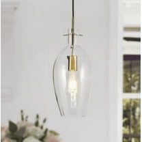 Modern Dome Kitchen Island Pendant Light 1-Light Electroplated Brass Dining Room Pendant Light with Clear Glass Shade