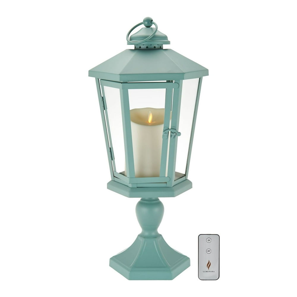 Luminara 21" Windsor Lantern with Pedestal & Flameless Candle Slate