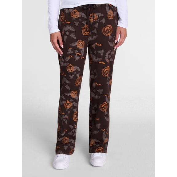 Women’s Graphic Halloween Haunted Pumpkins Jogger Pants, Sizes XXS-XXL