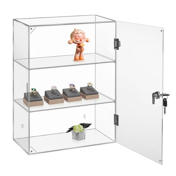 3-Shelf Locking Acrylic Display Cabinet - Clear Lockable Showcase with Keys for Collectors, Miniatures & Memorabilia