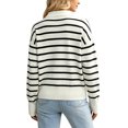 thumbnail image 4 of jinghuiyue Womens V Neck Sweater Long Sleeve Polo Striped Pullover Sweater Casual Knitted Loose Fall Tops M, 4 of 6