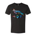 thumbnail image 2 of Trippy California Rainbow Neon Wolf Mountain Silhouette | Mens Animal Lover Premium Tri Blend T-Shirt, Vintage Black, Medium, 2 of 4