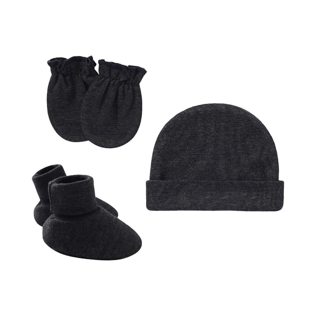 Clearance! Baberdicy Newborn Hat Gloves Foot Set Three Piece Multi Color Set Dark Gray