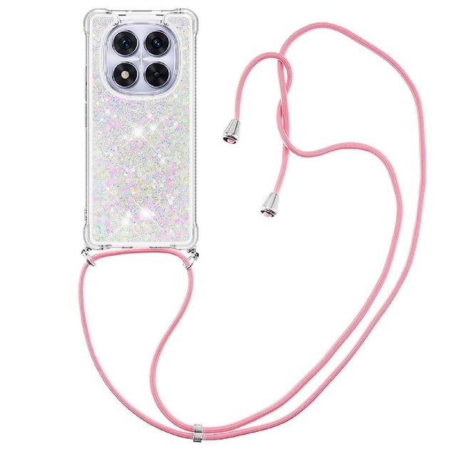Funda FOXDOCK para Xiaomi Redmi Note 14 Pro 5G con Cuerda Ajustable, Brillo Líquido, Protección Antigolpes y Lente – Ideal para Regalo