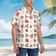 thumbnail image 2 of KLL Men's Hawaiian Shirt Short Sleeve Button Down Beach Shirts-Strawberry, 2 of 5
