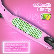 SISIGAD Electric Scooter for Kids, 80W 5.3 Kids Kick Scooter with LED Light-up Wheel and 3 Adjustment Levels Handlebar, Pink