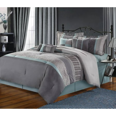 8 Piece Comforter - Euphoria Grey Comforter Bed In A Bag Set 8 Piece