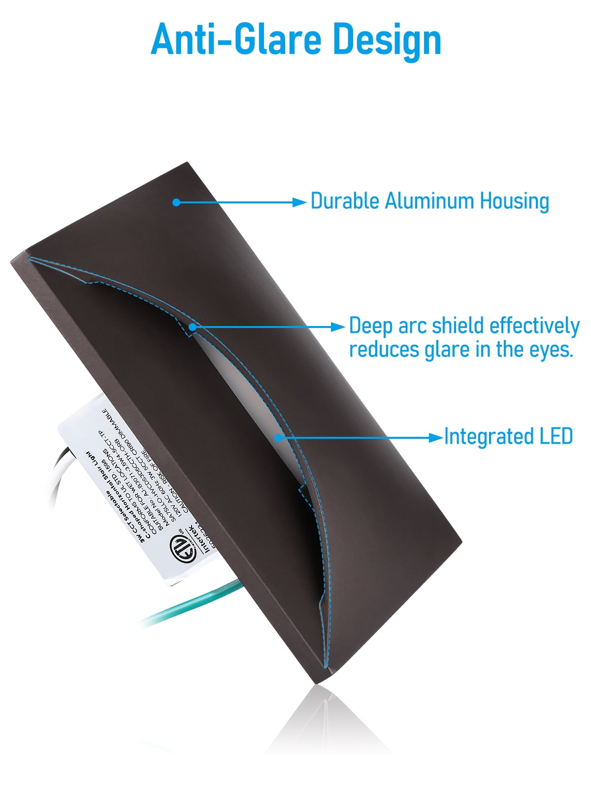 9 Pack 5CCT 120V LED Step Lights, Dimmable Stair Lights IP65 Waterproof, Aluminum Shell, Anti-Glare, CRI90, Oil Rubbed Bronze