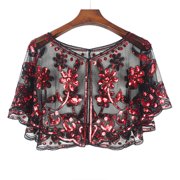 Elegant 1920s Flapper Shawl – Sequin & Beaded Floral Wrap for Evening Dresses, Parties, Weddings & Formal Events