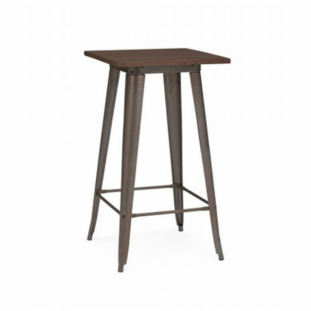 Design Lab MN LS-9110-RMTW Table de Bar en Acier avec Dessus en Bois d'Orme, 42 Po.