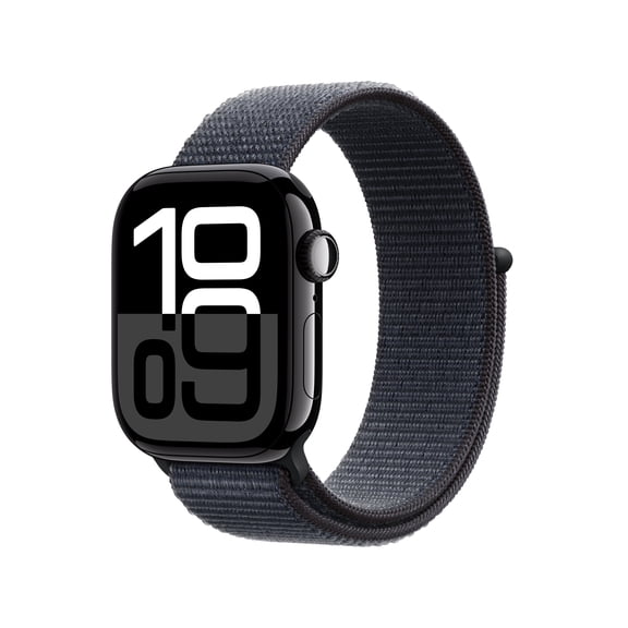 Open Box Apple Watch Series 10 GPS + Cellular 42mm Jet Black Aluminum Case with Ink Sport Loop