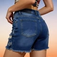 thumbnail image 3 of Clossjun Jean Shorts Women Trendy High Waisted Stretchy Ripped Denim Summer Frayed Raw Hem Mom Long Shorts Cutoff Jorts, 3 of 4