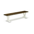 thumbnail image 2 of East West Furniture V-Style 15x72" Wood Dining Bench in White/Brown, 2 of 5