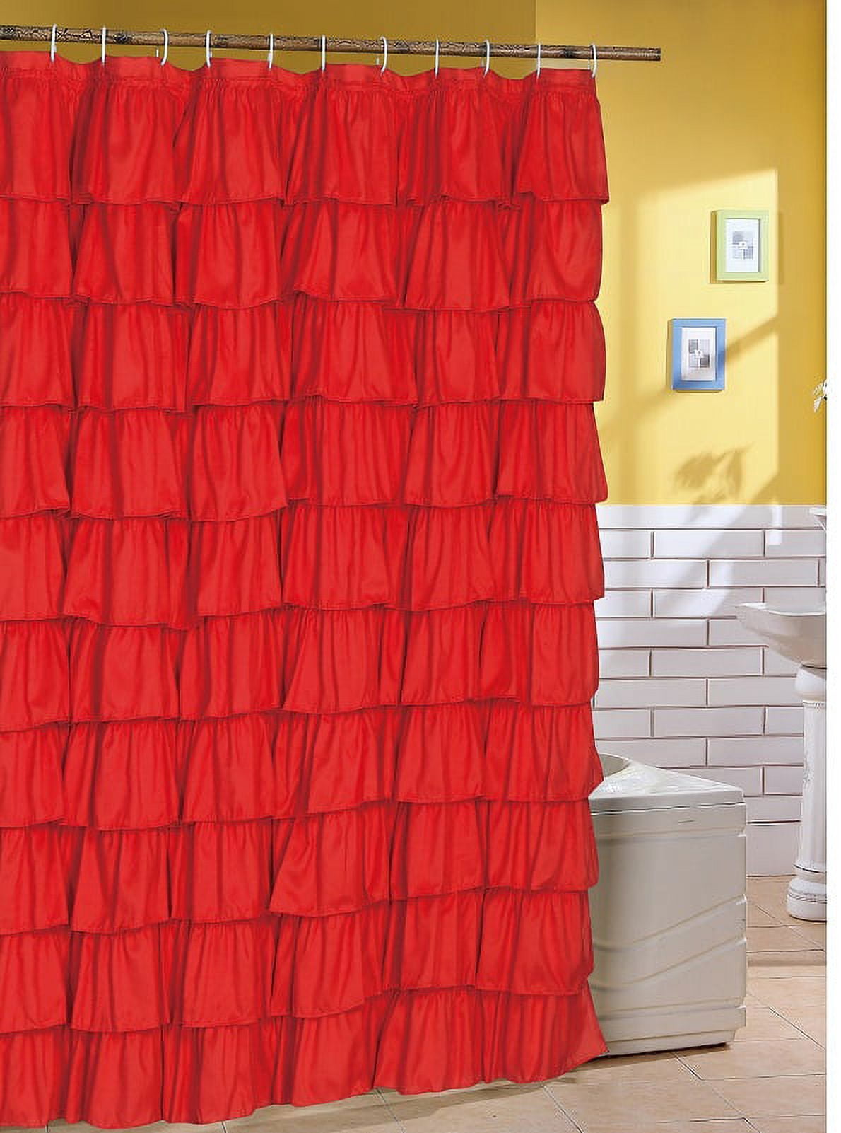 Spring Design Flamenco Ruffle Shower Curtain (RED)