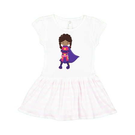 

Inktastic African American Girl Superhero Girl Purple Cape Gift Toddler Girl Dress