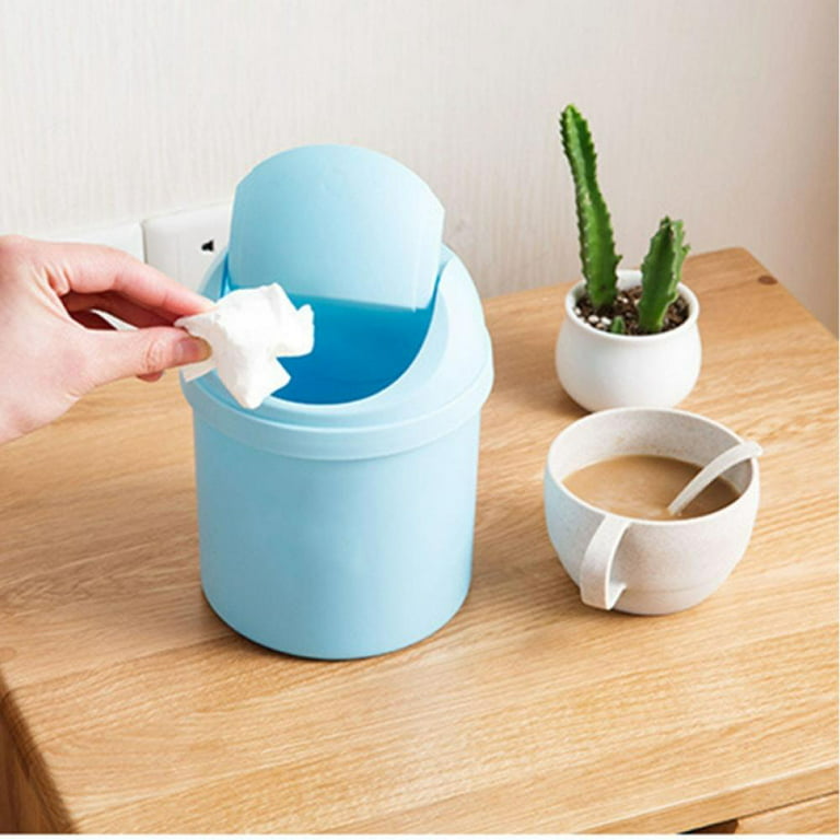 Unique Mini Small Trash Can Multi-function Household Shake Lid Type Waste  Bin for Desktop 