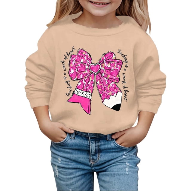Chandail en Molleton à Manches Longues pour Fille, Chandail Imprimé, Blouse à Col Rond, Vêtements d'Automne pour Enfants 2-3 Ans