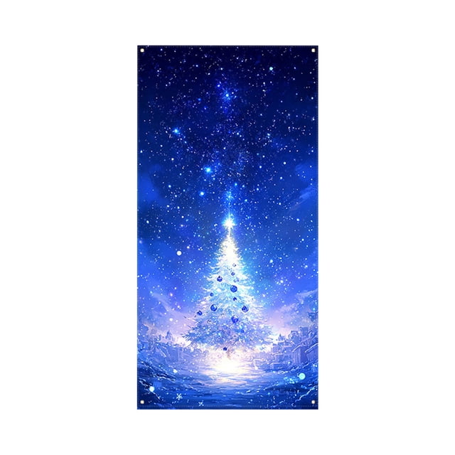 Oioii Christmas Door Cover Decoration Backdrop Xmas Door Hanging Covers Christmas Eve Background Banner Christmas Party Decorations for New Year Christmas